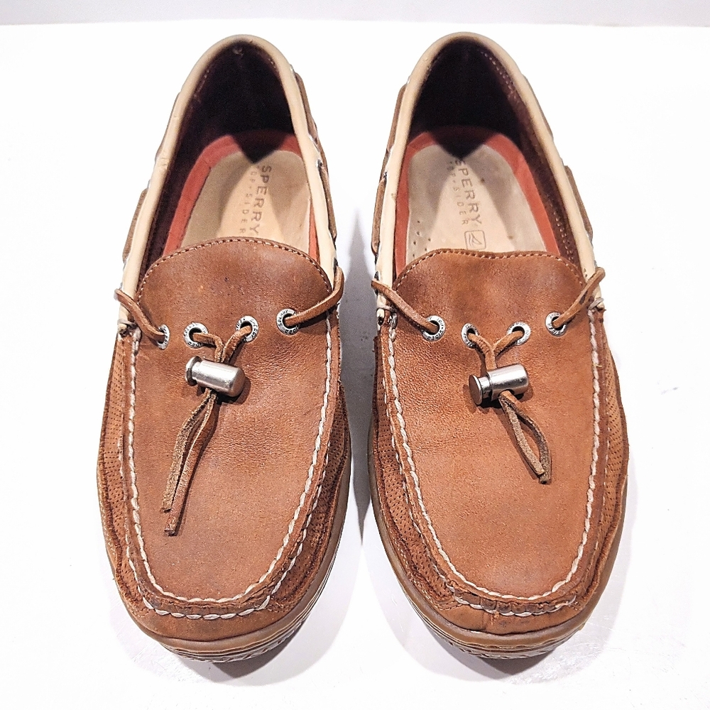 Sperry Top-Sider Boat Shoes Men’s 10M Casual Slip On Loafer Toggle Tie Leather